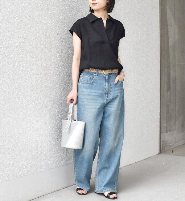 SHIPS Colors 「SHIPS Colors:〈洗濯機可能〉ユーロリネン (EURO Linen) フレンチスリーブ スキッパーブラウス◇」|シャツ・ブラウス|