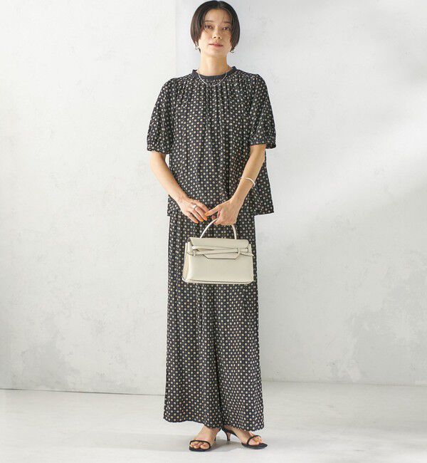 SHIPS for women「〈手洗い可能〉プリント カッセン ギャザー 半袖 ブラウス」|シャツ・ブラウス|