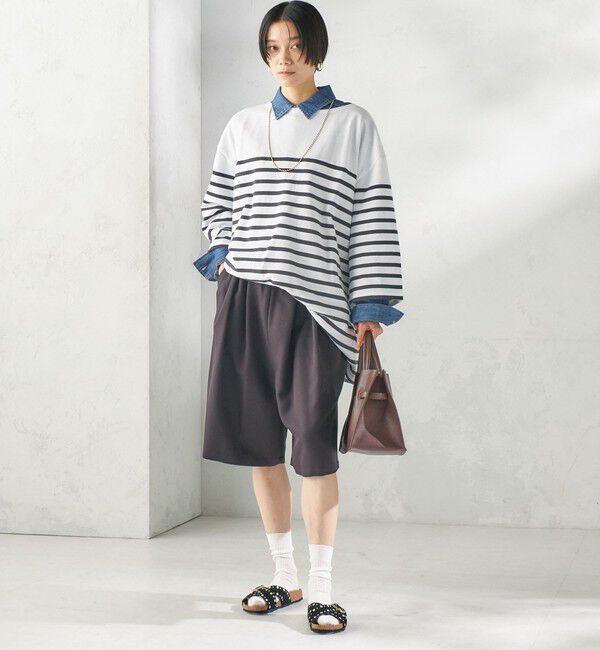 SHIPS for women「【SHIPS別注】Le minor: パネル ボーダー チュニック」|Tシャツ・カットソー|
