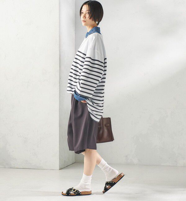 SHIPS for women「【SHIPS別注】Le minor: パネル ボーダー チュニック」|Tシャツ・カットソー|