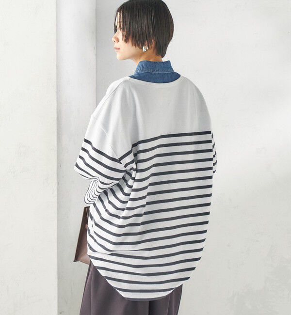 SHIPS for women「【SHIPS別注】Le minor: パネル ボーダー チュニック」|Tシャツ・カットソー|