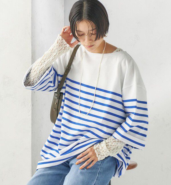 SHIPS for women「【SHIPS別注】Le minor: パネル ボーダー チュニック」|Tシャツ・カットソー|