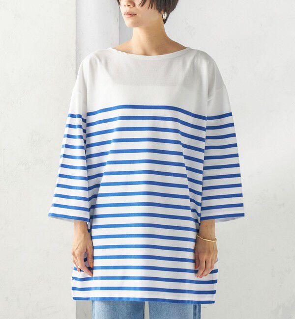 SHIPS for women「【SHIPS別注】Le minor: パネル ボーダー チュニック」|Tシャツ・カットソー|