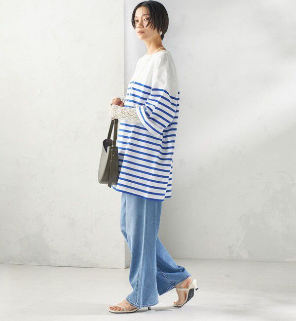 SHIPS for women「【SHIPS別注】Le minor: パネル ボーダー チュニック」|Tシャツ・カットソー|