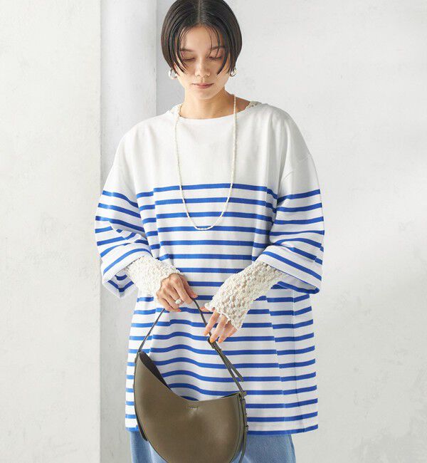 SHIPS for women「【SHIPS別注】Le minor: パネル ボーダー チュニック」|Tシャツ・カットソー|