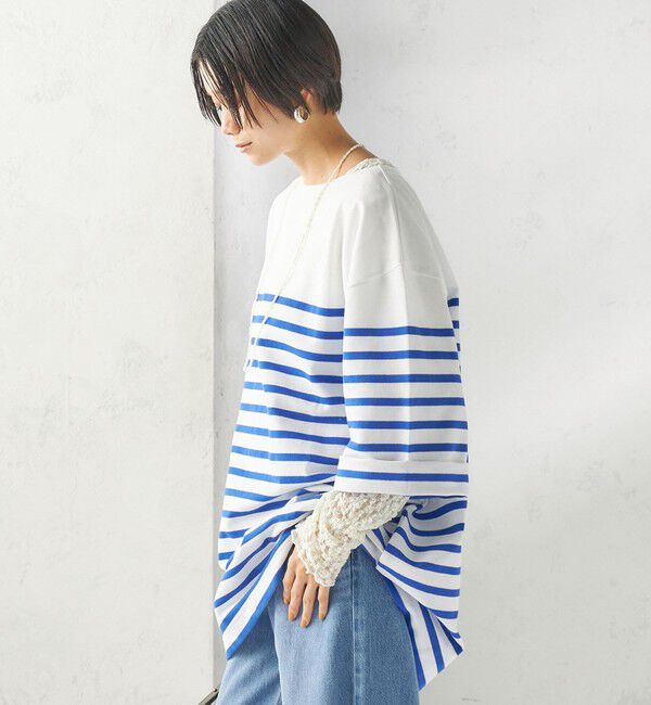 SHIPS for women「【SHIPS別注】Le minor: パネル ボーダー チュニック」|Tシャツ・カットソー|