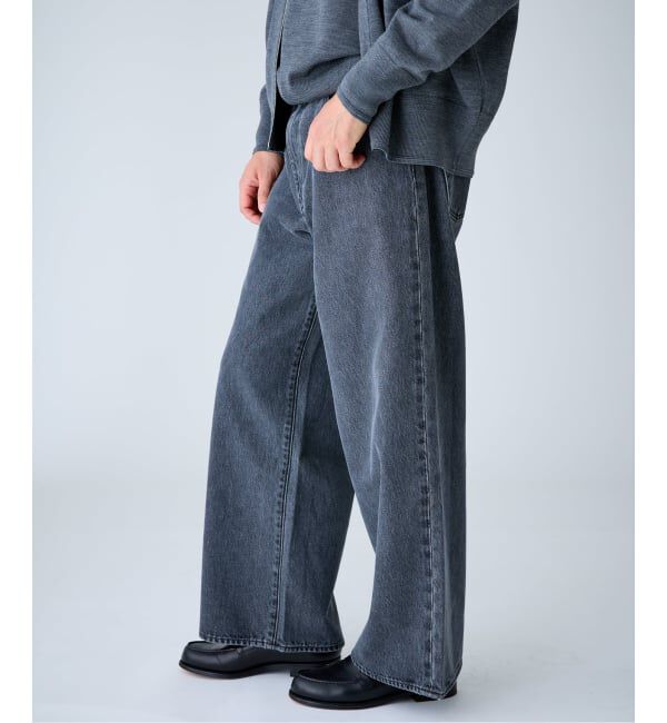 EDIFICE「Levi&rsquo;s(リーバイス) 別注 Baggy Wide Leg デニムパンツ ASH BLACK（L30）」|デニム|