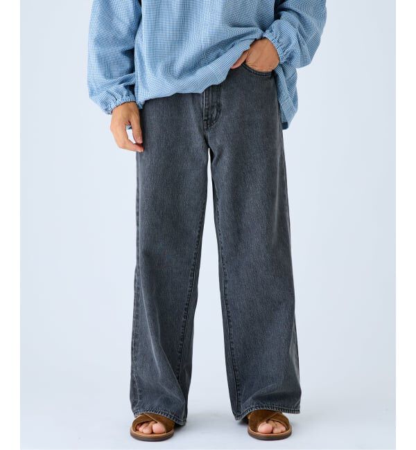 EDIFICE「Levi&rsquo;s(リーバイス) 別注 Baggy Wide Leg デニムパンツ ASH BLACK（L30）」|デニム|
