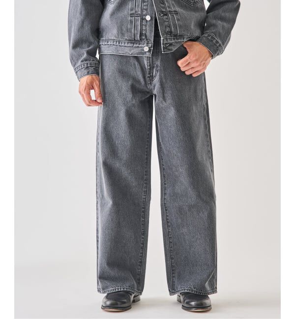 EDIFICE「Levi&rsquo;s(リーバイス) 別注 Baggy Wide Leg デニムパンツ ASH BLACK（L30）」|デニム|