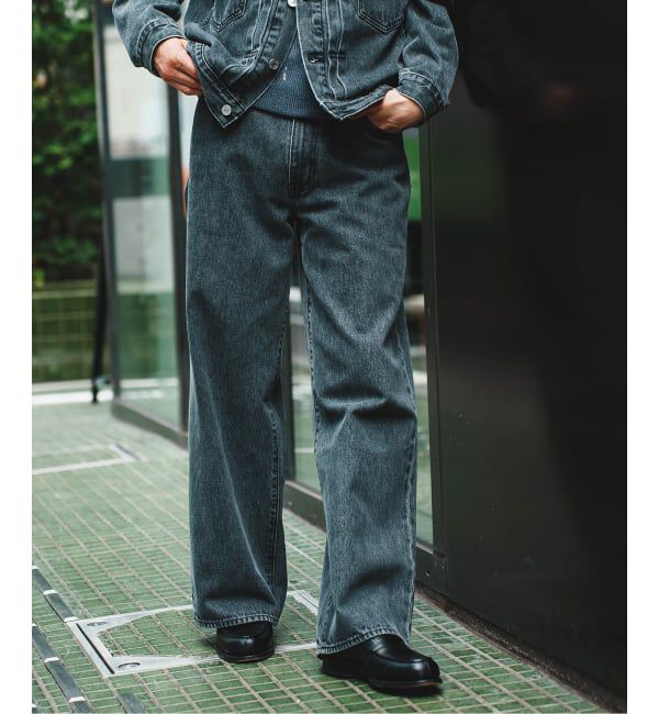 EDIFICE「Levi&rsquo;s(リーバイス) 別注 Baggy Wide Leg デニムパンツ ASH BLACK（L30）」|デニム|