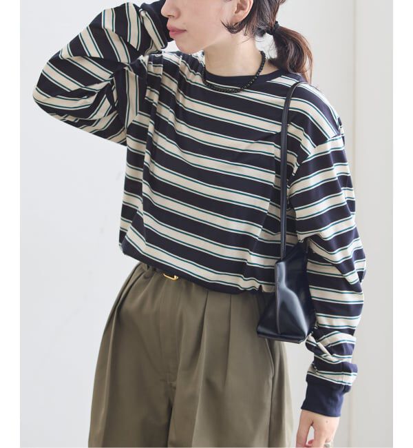 journal standard L'essage「マルチボーダーロングスリーブプルオーバー」|Tシャツ・カットソー|ネイビー