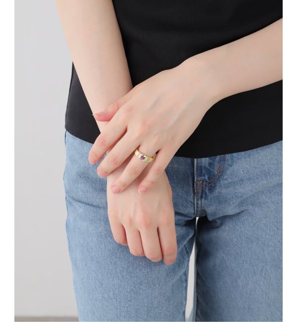JOURNAL STANDARD「【VALENTINE /ヴァレンタイン】Fluted SQ Stone Ring (gold)」|リング|