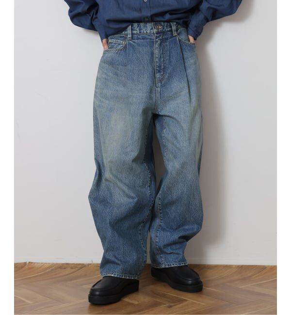 journal standard luxe「13OZデニム タックラウンドパンツ」|デニム|ネイビー B