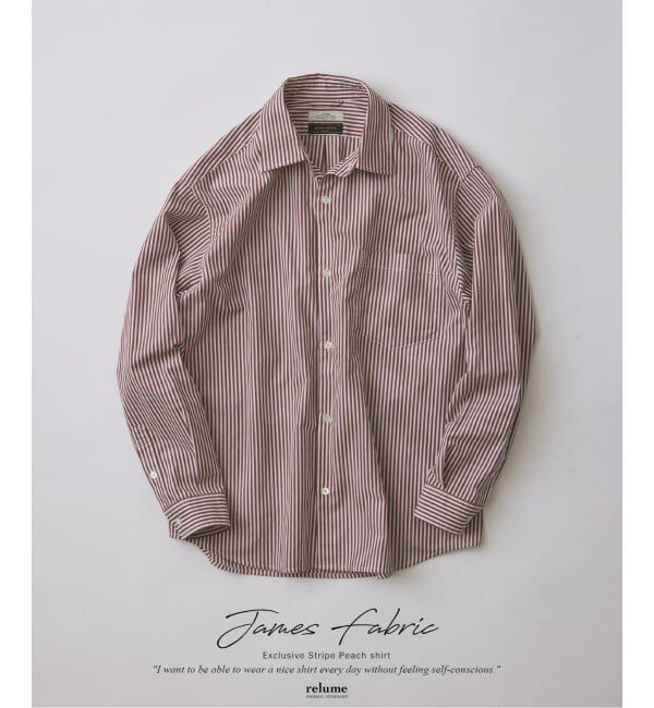 JOURNAL STANDARD relume「《予約》JAMES FABRIC/ジェームスファブリック ピーチ ストライプシャツ」|シャツ・ブラウス|ボルドー