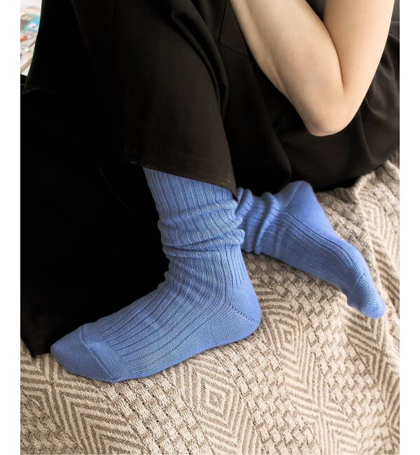  「LETALON Simple Rib socks」|ソックス|ブルー