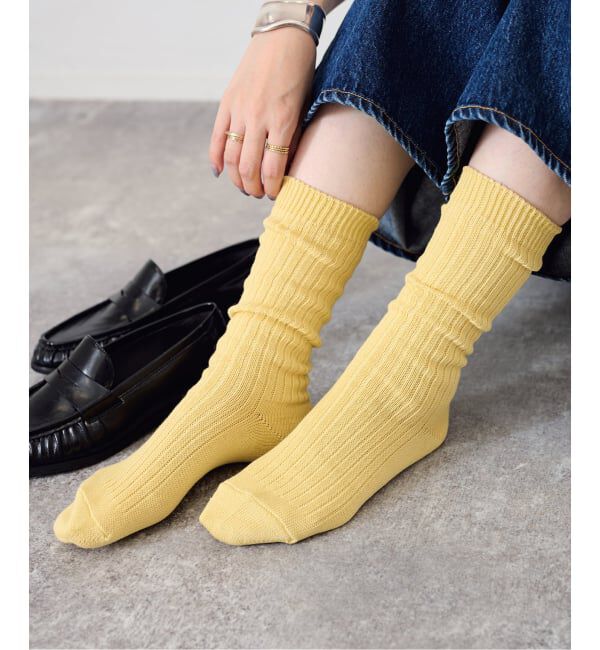 「LETALON Simple Rib socks」|ソックス|イエロー