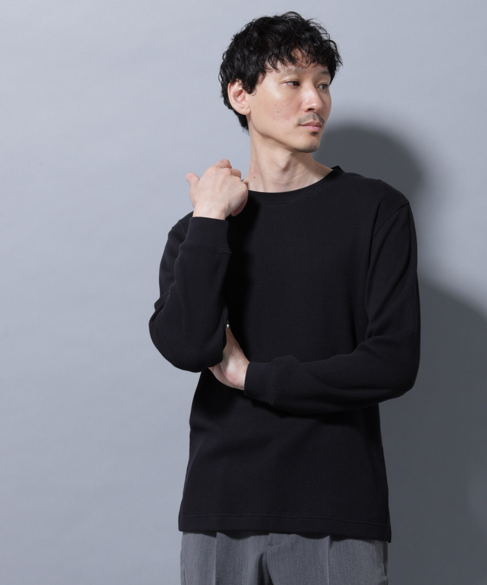 NANO universe「アンチスメルワッフルTシャツ 長袖」|Tシャツ・カットソー|