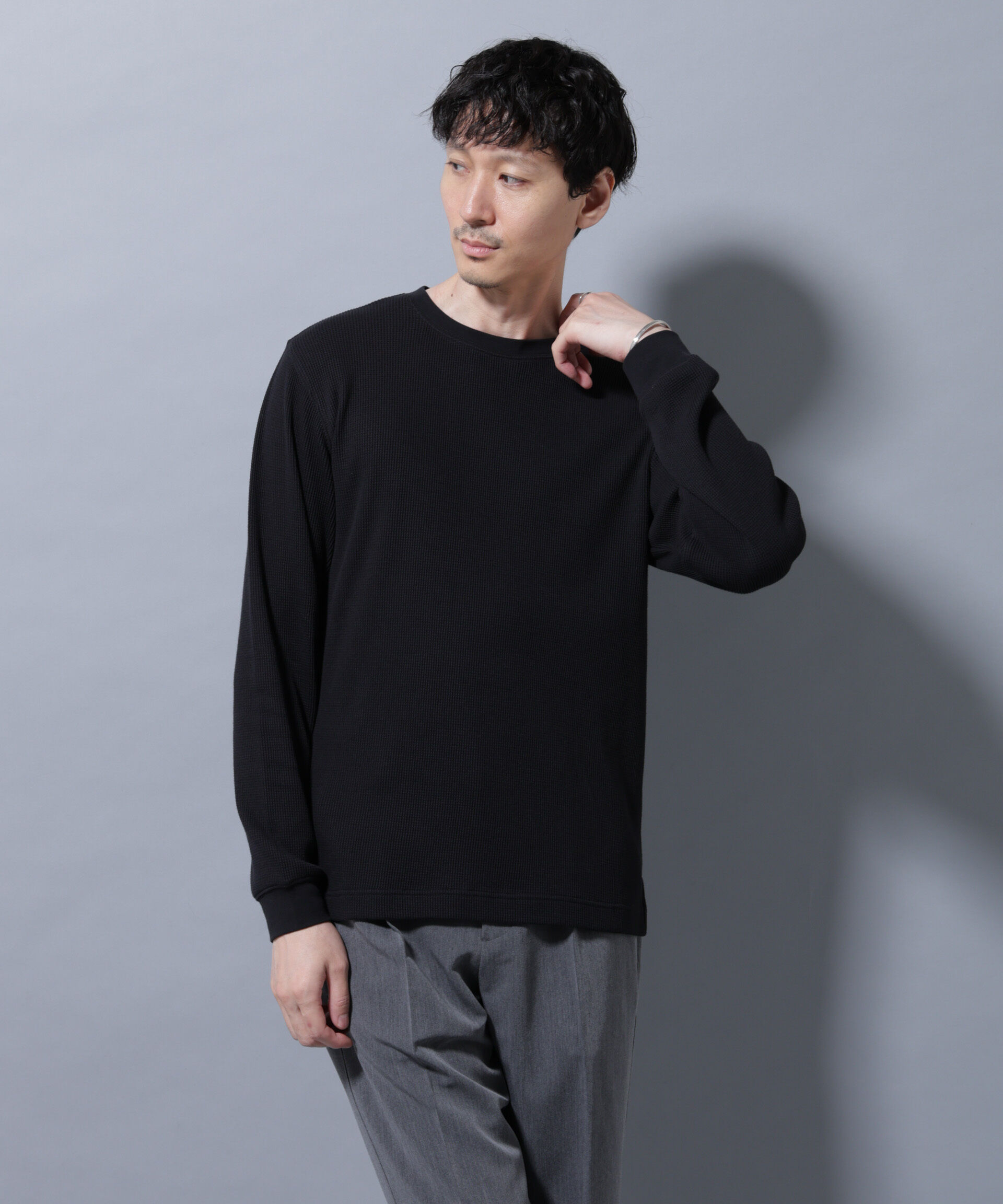 NANO universe「アンチスメルワッフルTシャツ 長袖」|Tシャツ・カットソー|