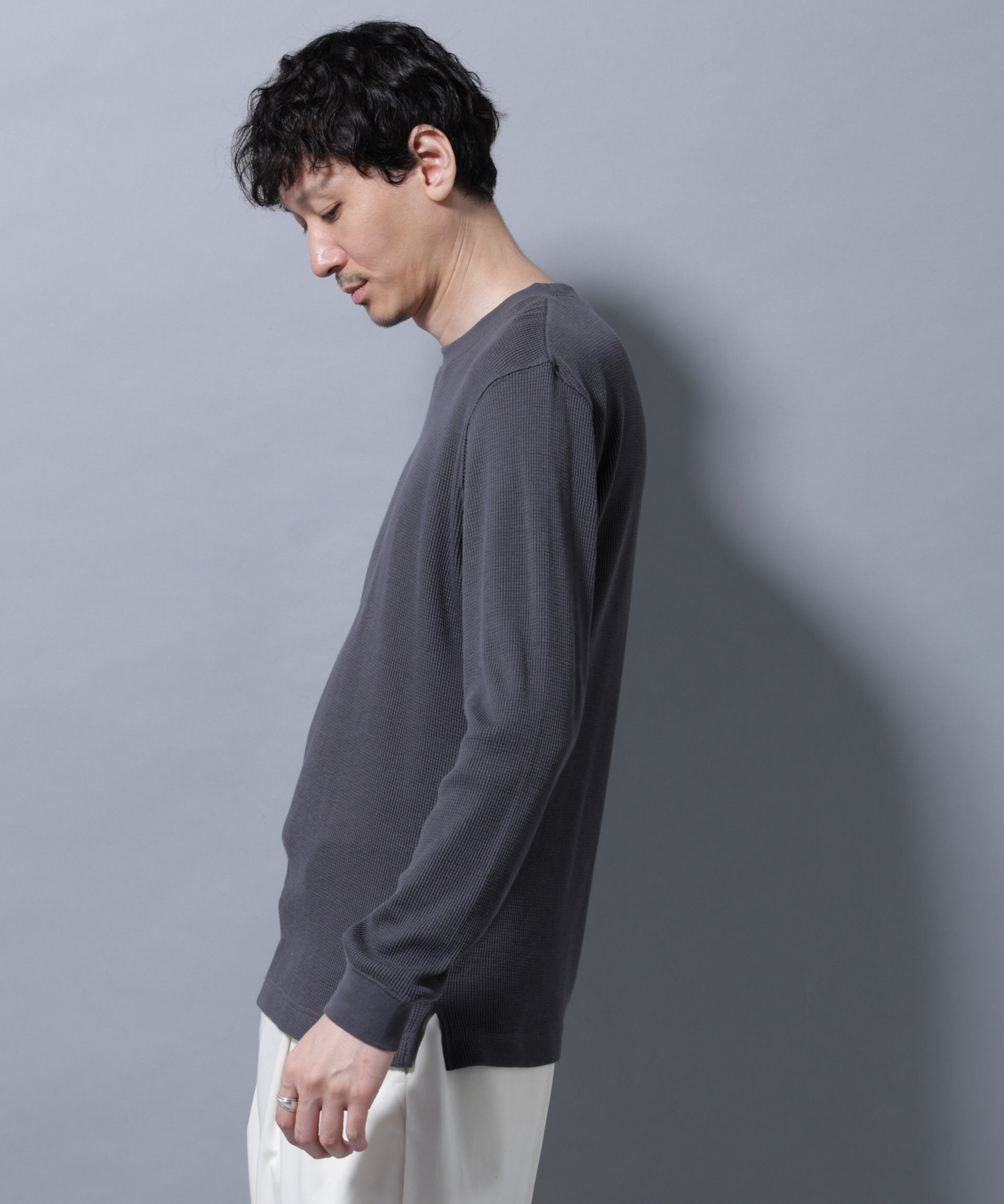 NANO universe「アンチスメルワッフルTシャツ 長袖」|Tシャツ・カットソー|