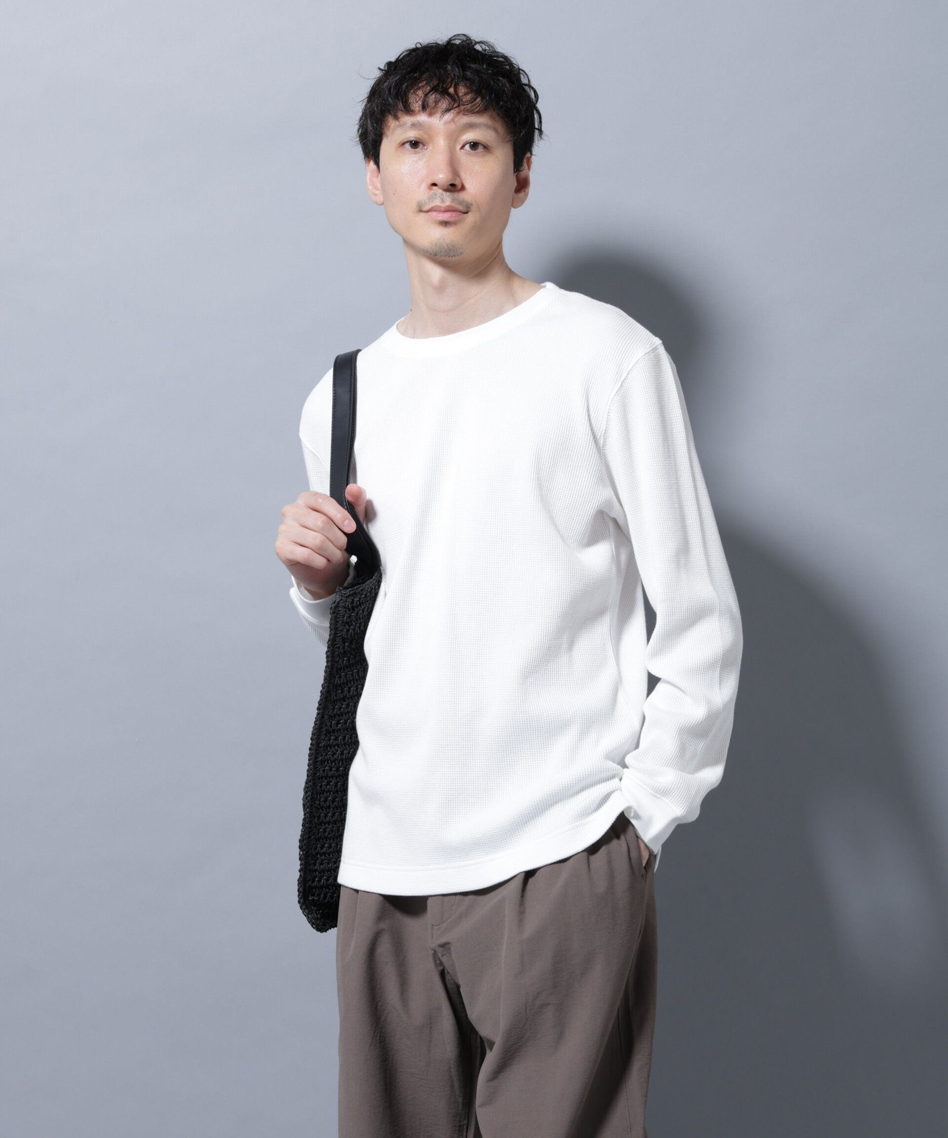 NANO universe「アンチスメルワッフルTシャツ 長袖」|Tシャツ・カットソー|