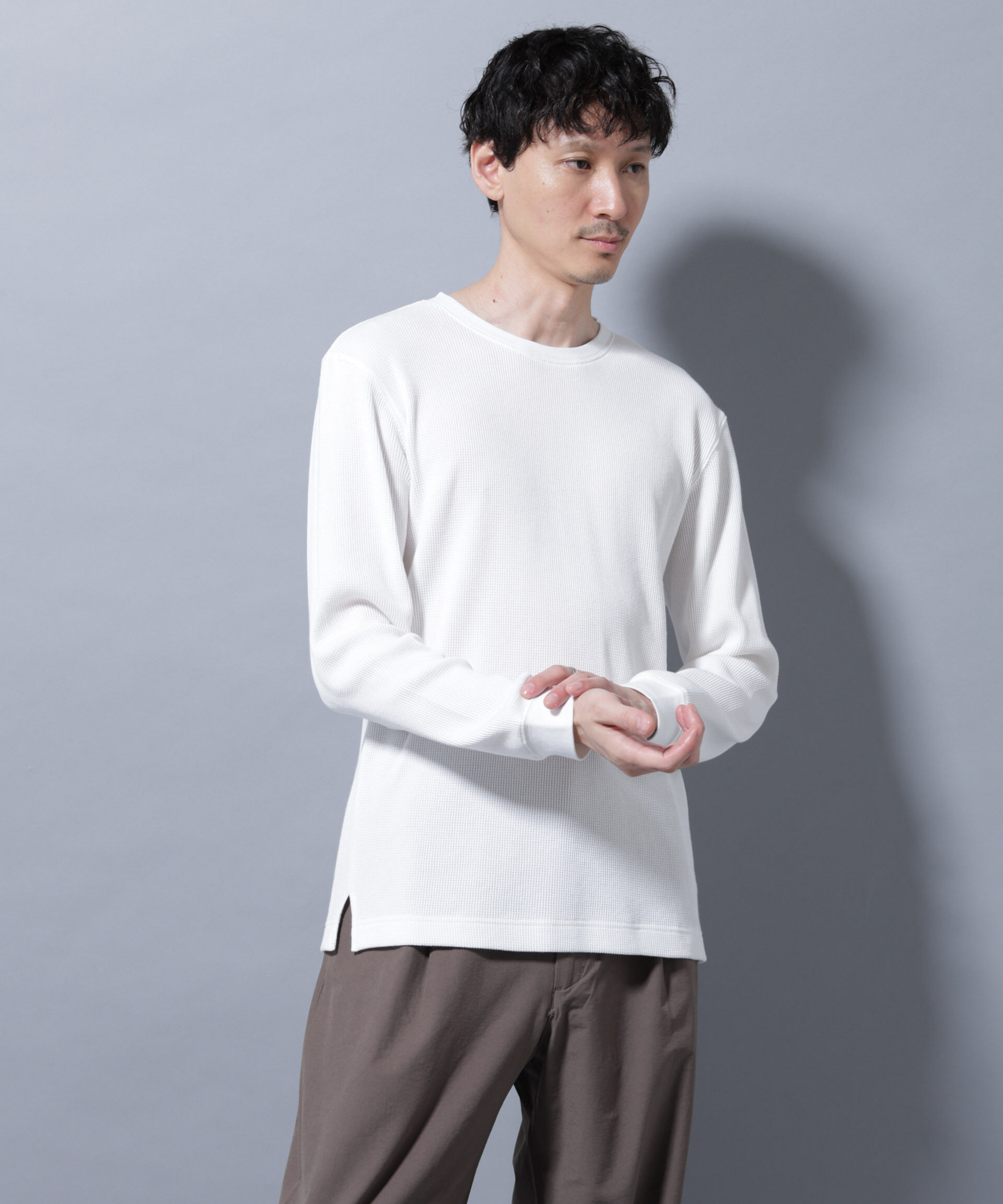 NANO universe「アンチスメルワッフルTシャツ 長袖」|Tシャツ・カットソー|