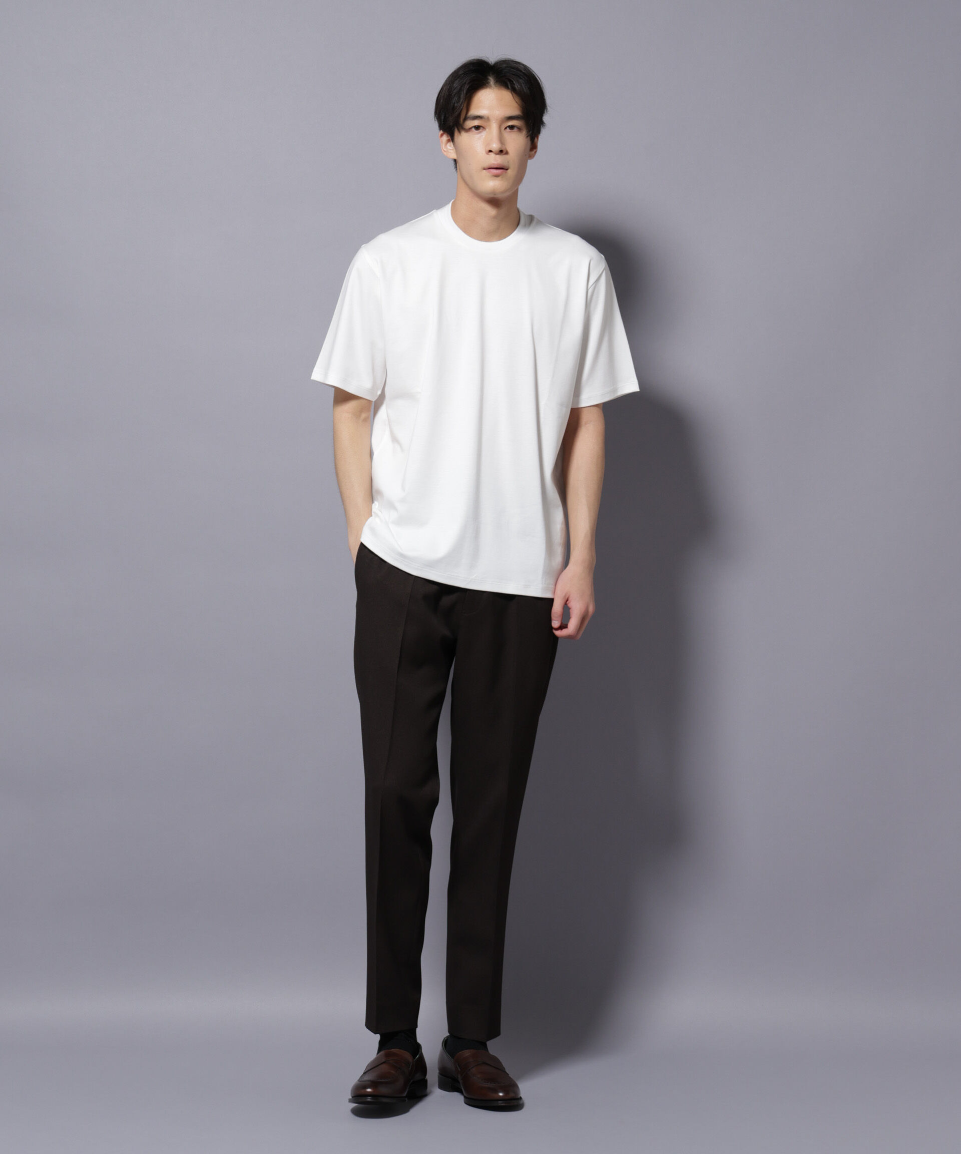 nano･universe「ジャケT(R) プレミアム クルーネック 半袖」|Tシャツ・カットソー|