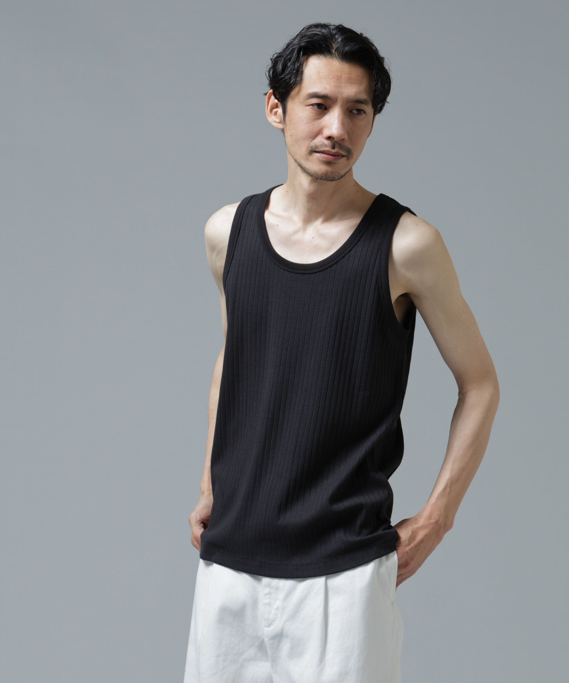 NANO universe「Anti Soaked(R) 汗染み防止 リブタンクトップ」|Tシャツ・カットソー|