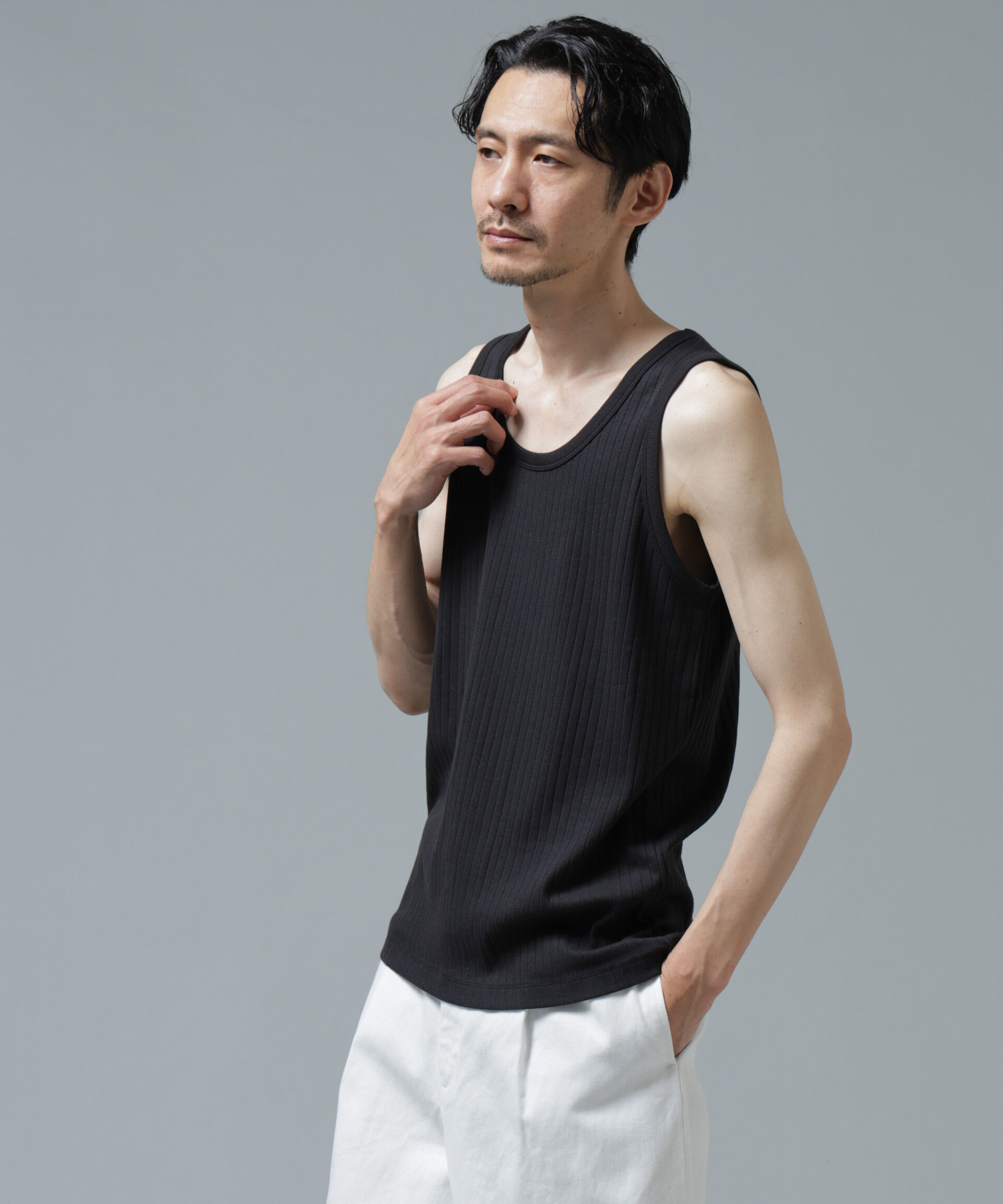 NANO universe「Anti Soaked(R) 汗染み防止 リブタンクトップ」|Tシャツ・カットソー|
