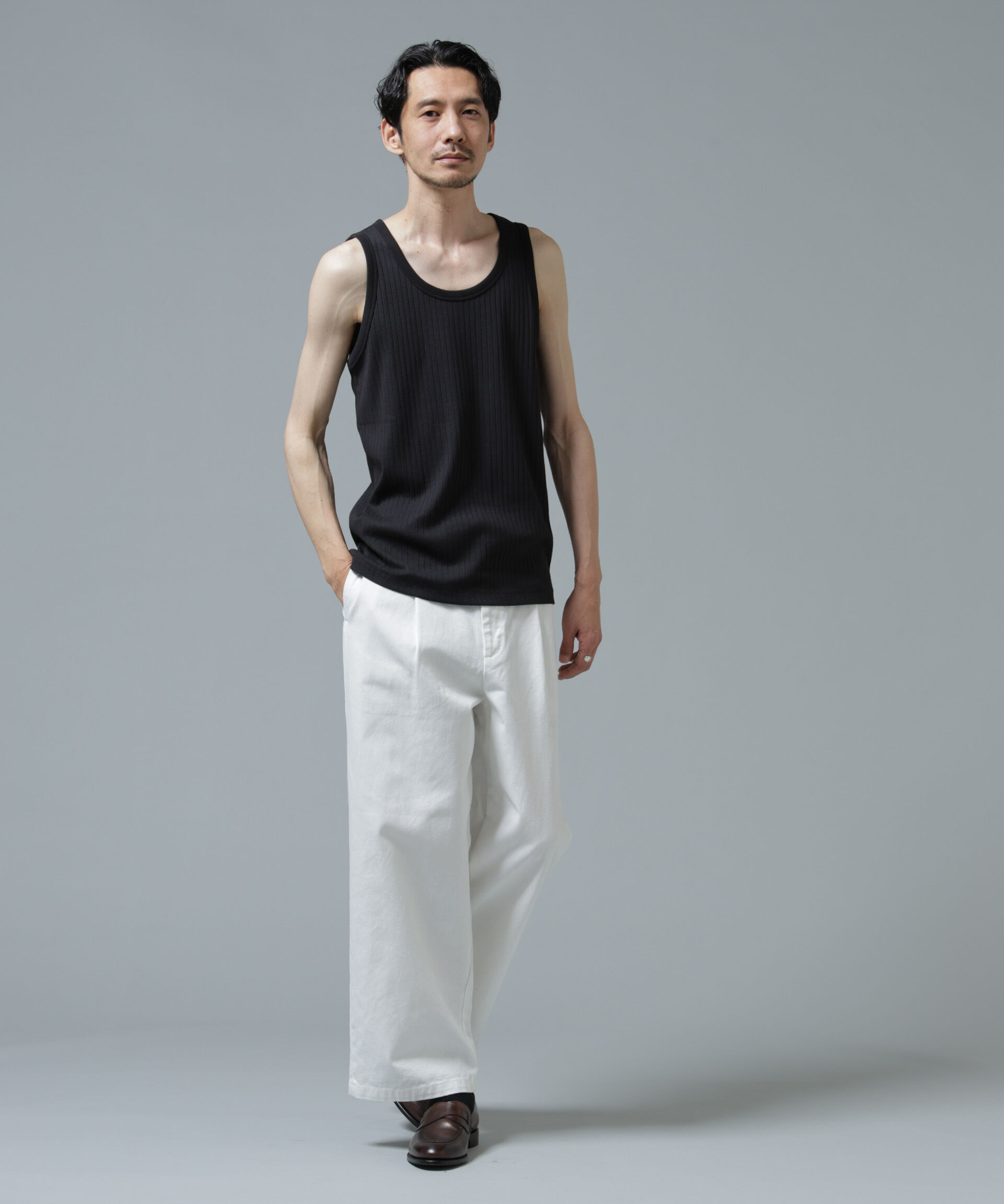 NANO universe「Anti Soaked(R) 汗染み防止 リブタンクトップ」|Tシャツ・カットソー|