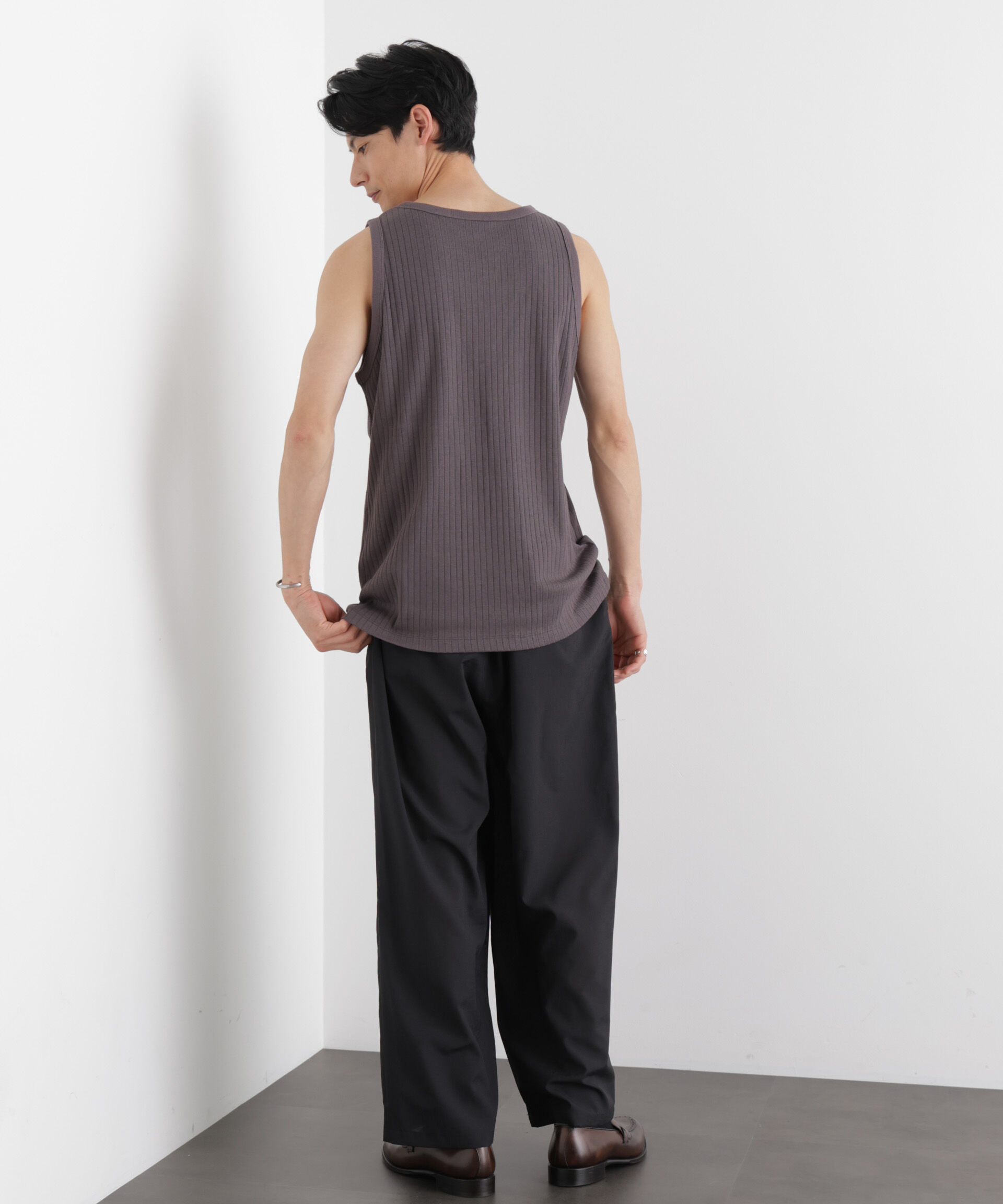 NANO universe「Anti Soaked(R) 汗染み防止 リブタンクトップ」|Tシャツ・カットソー|
