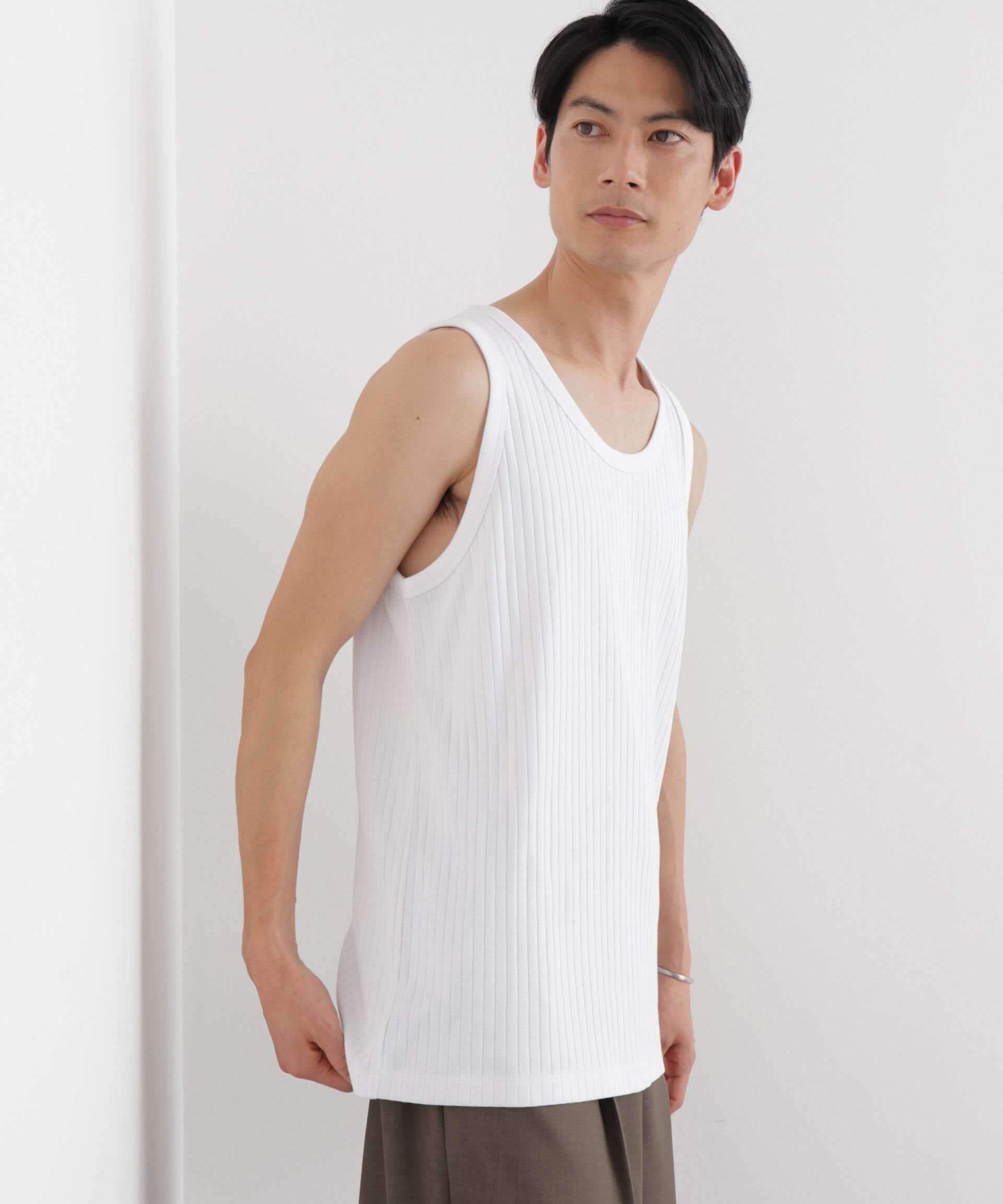 NANO universe「Anti Soaked(R) 汗染み防止 リブタンクトップ」|Tシャツ・カットソー|