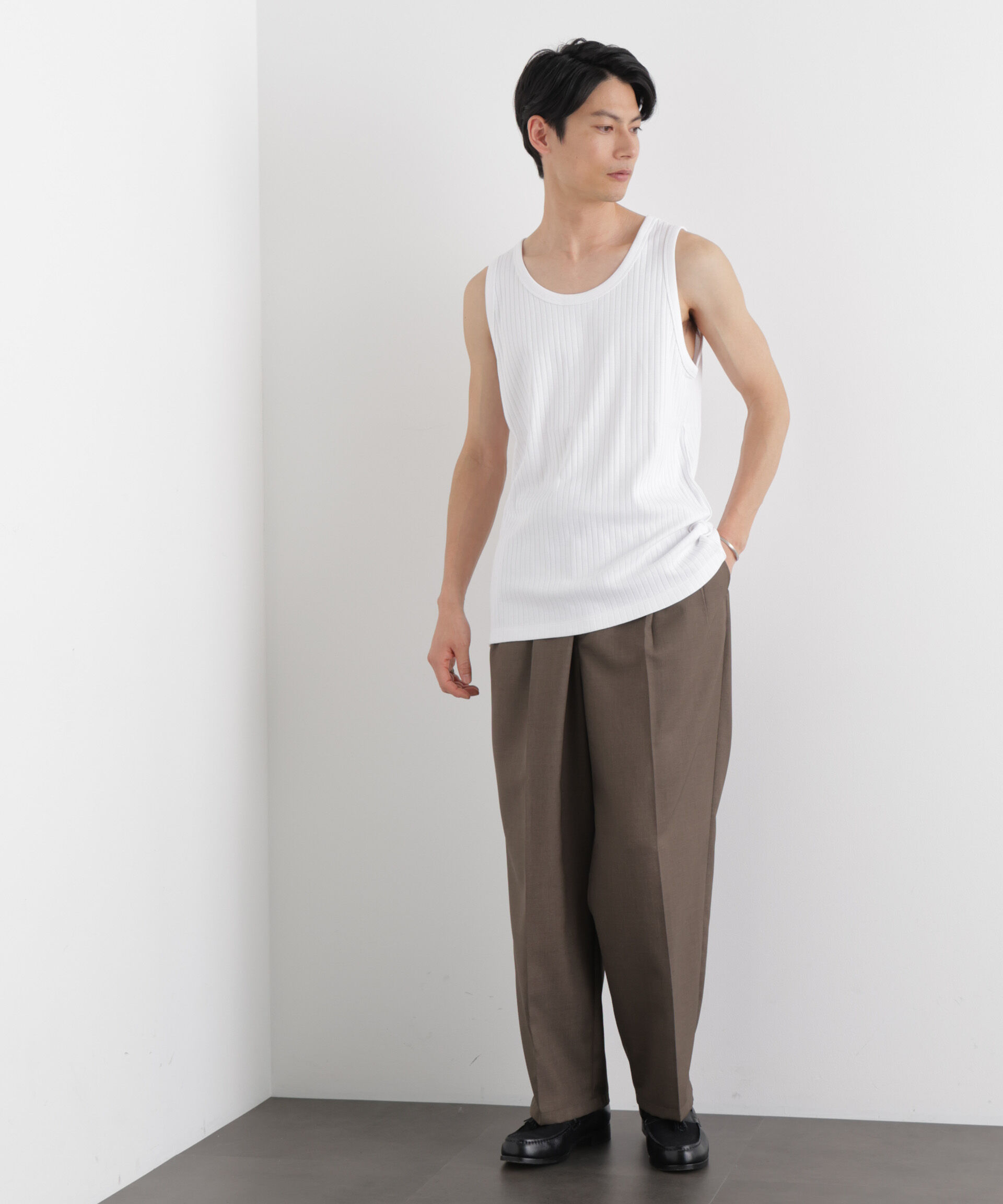 NANO universe「Anti Soaked(R) 汗染み防止 リブタンクトップ」|Tシャツ・カットソー|