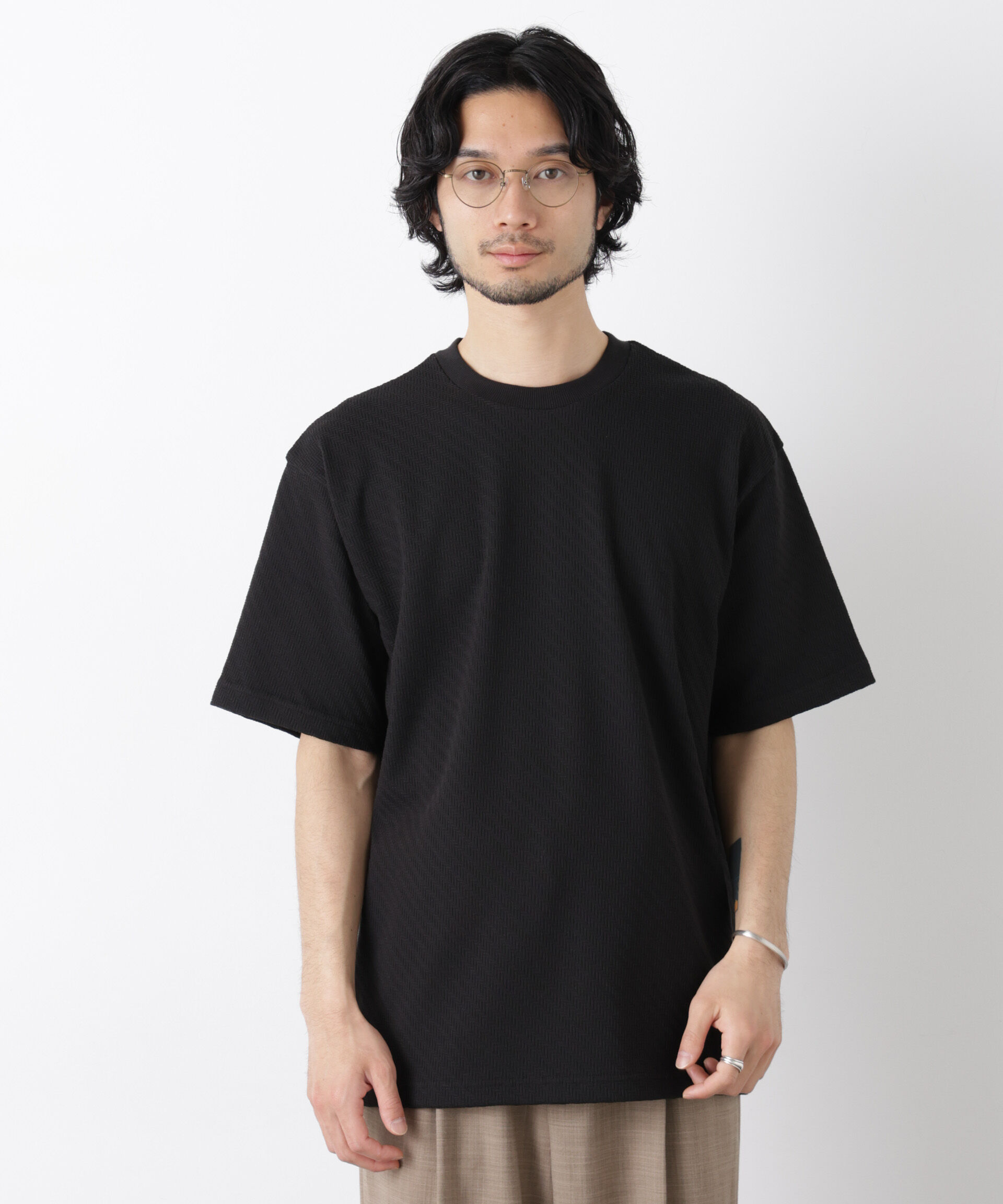NANO universe「リンクスジャガードスリーブTシャツ」|Tシャツ・カットソー|