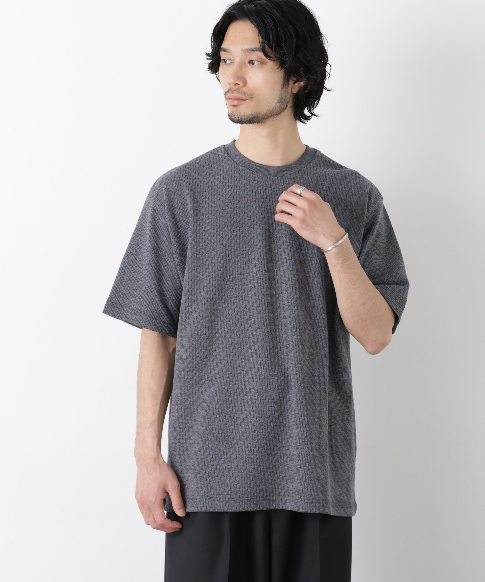 NANO universe「リンクスジャガードスリーブTシャツ」|Tシャツ・カットソー|