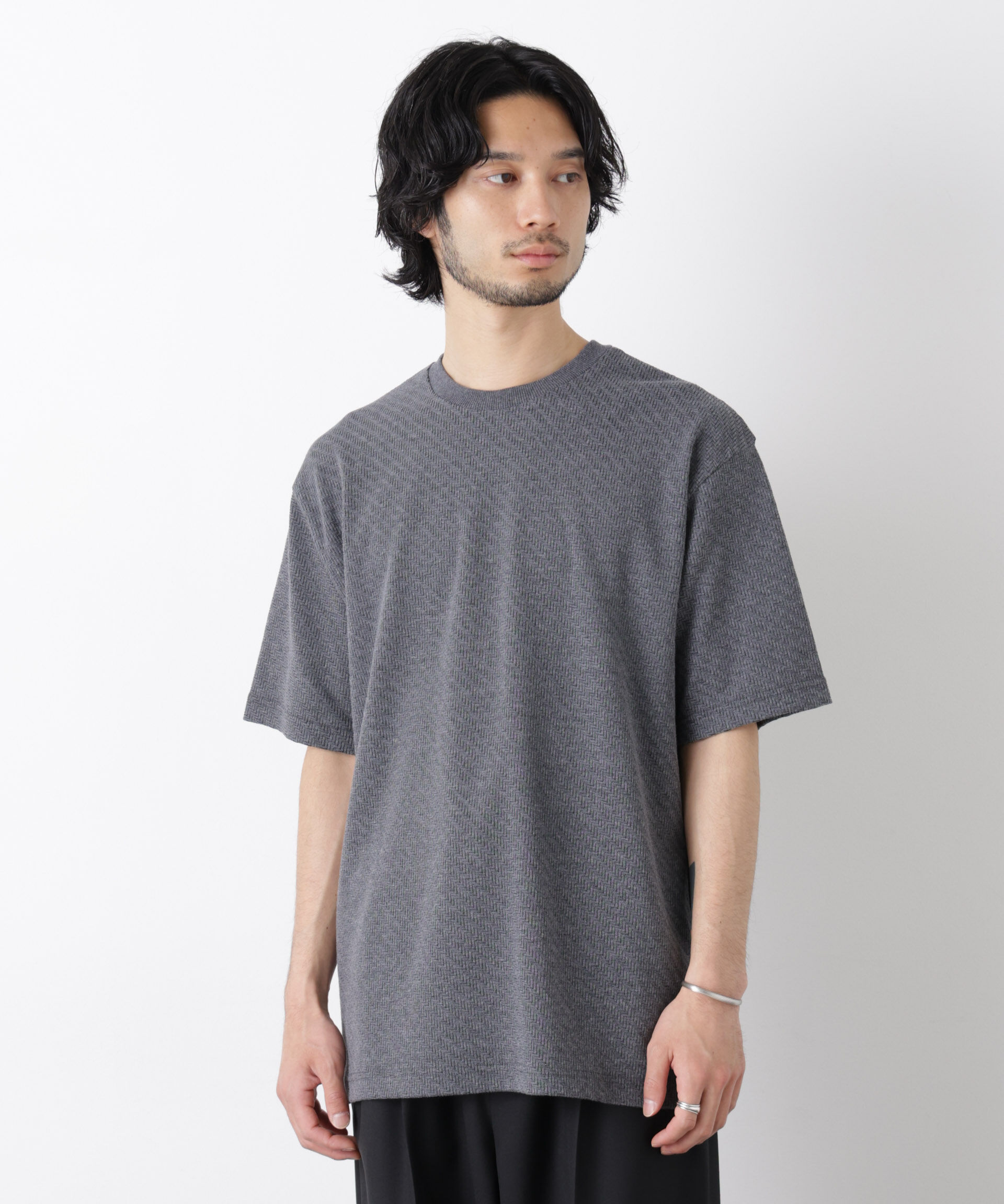 NANO universe「リンクスジャガードスリーブTシャツ」|Tシャツ・カットソー|