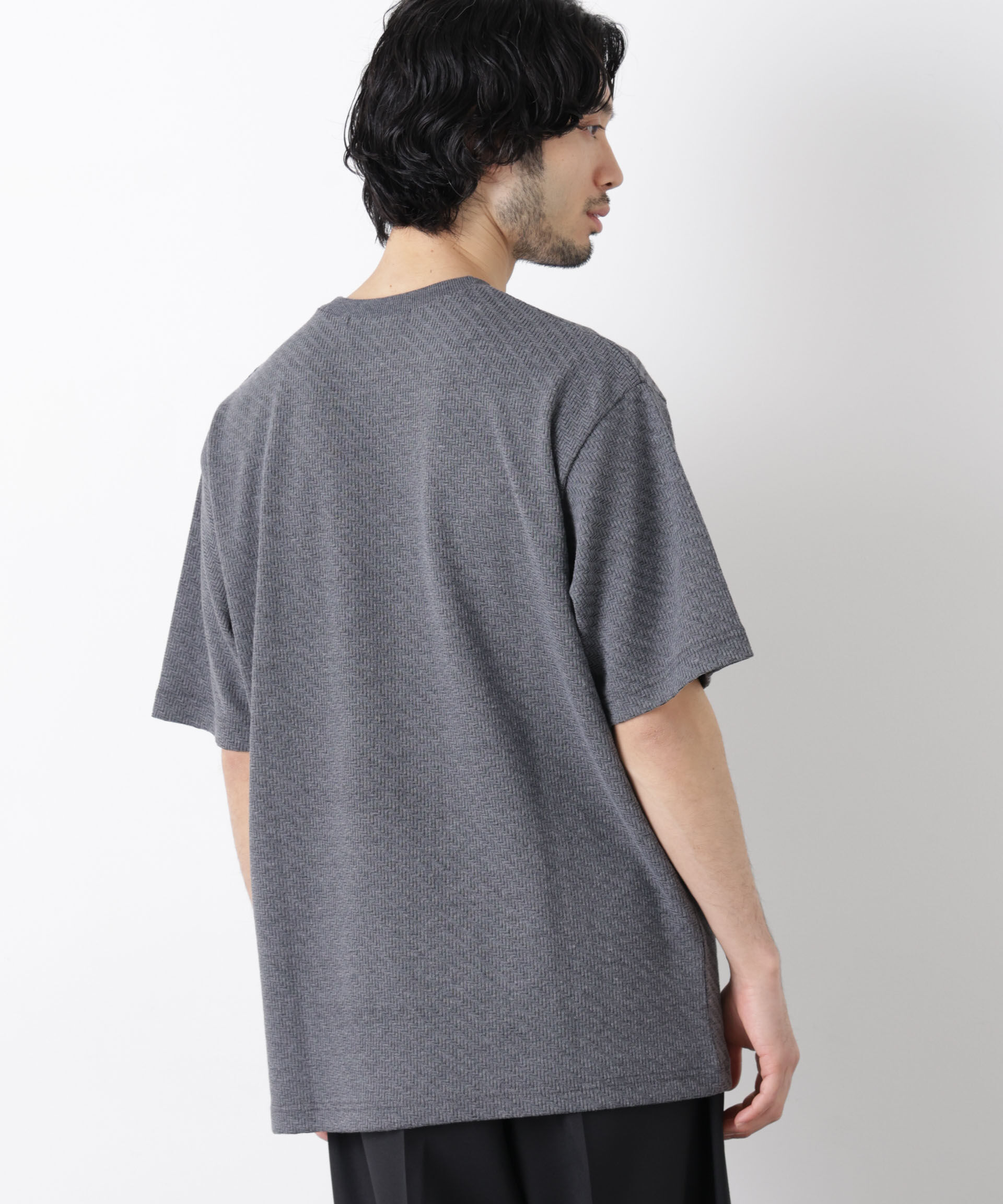 NANO universe「リンクスジャガードスリーブTシャツ」|Tシャツ・カットソー|