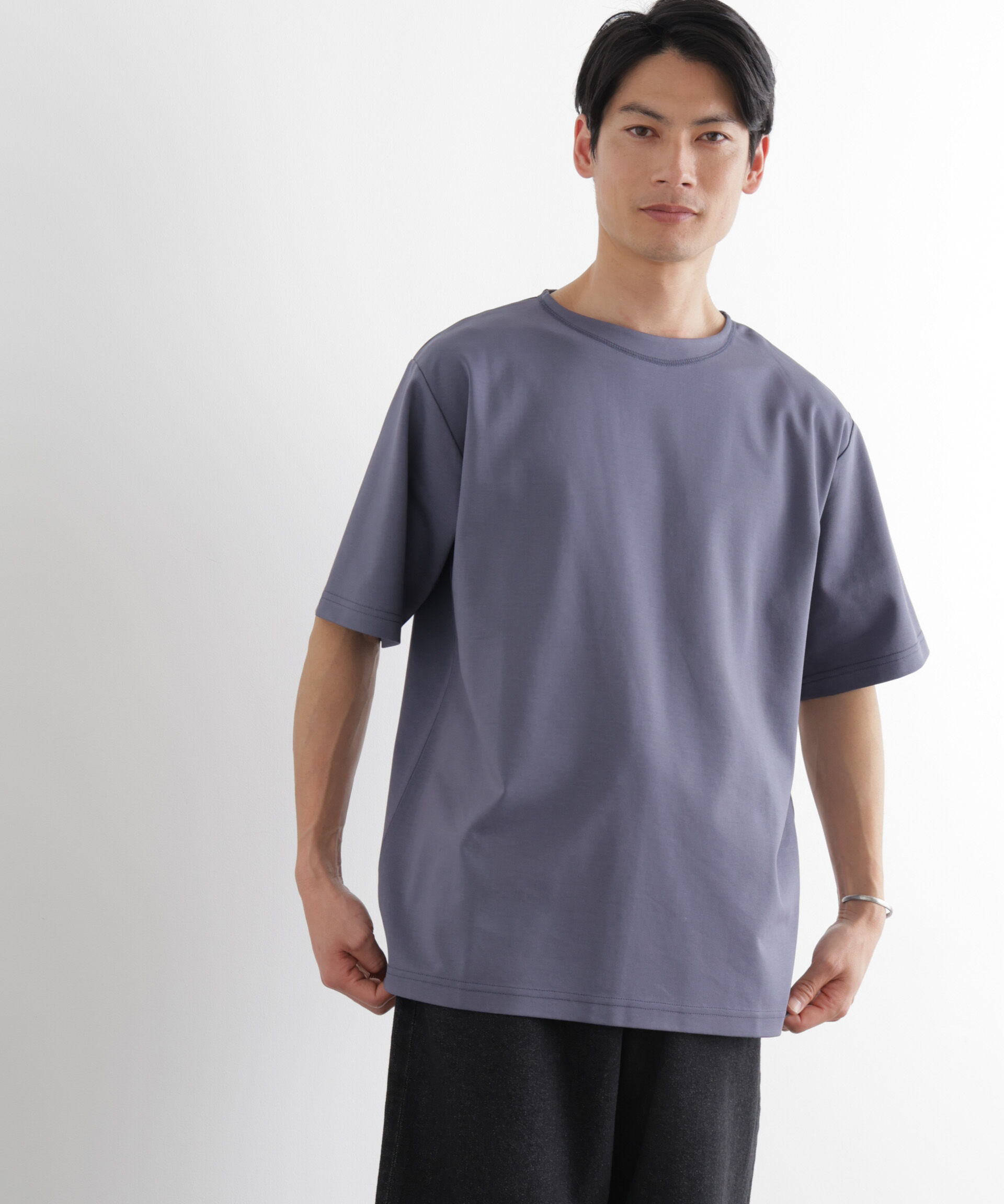 NANO universe「モクロディ ボートネック Tシャツ」|Tシャツ・カットソー|ブルー
