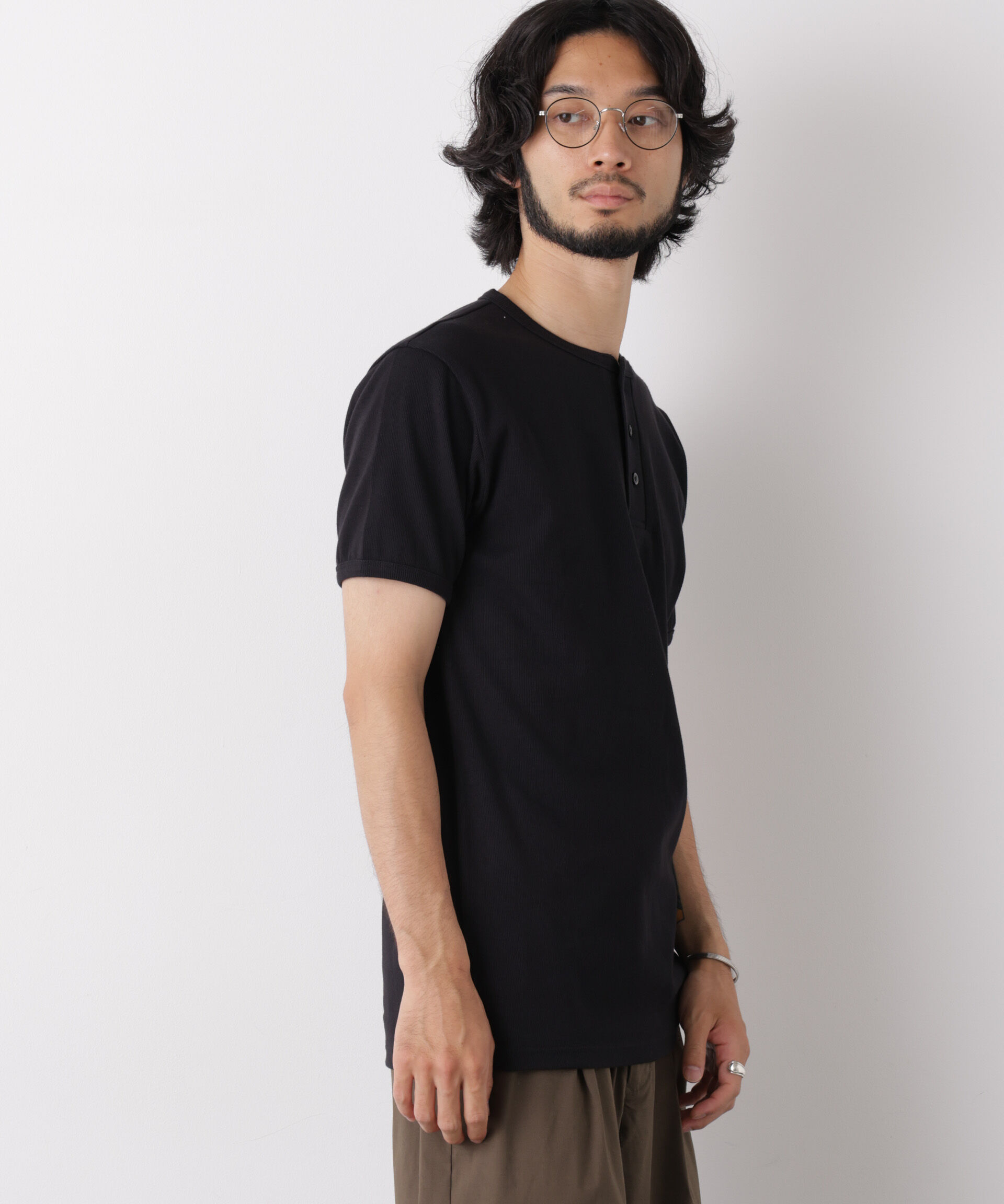 nano･universe「リブフライスヘンリーTシャツ 半袖」|Tシャツ・カットソー|
