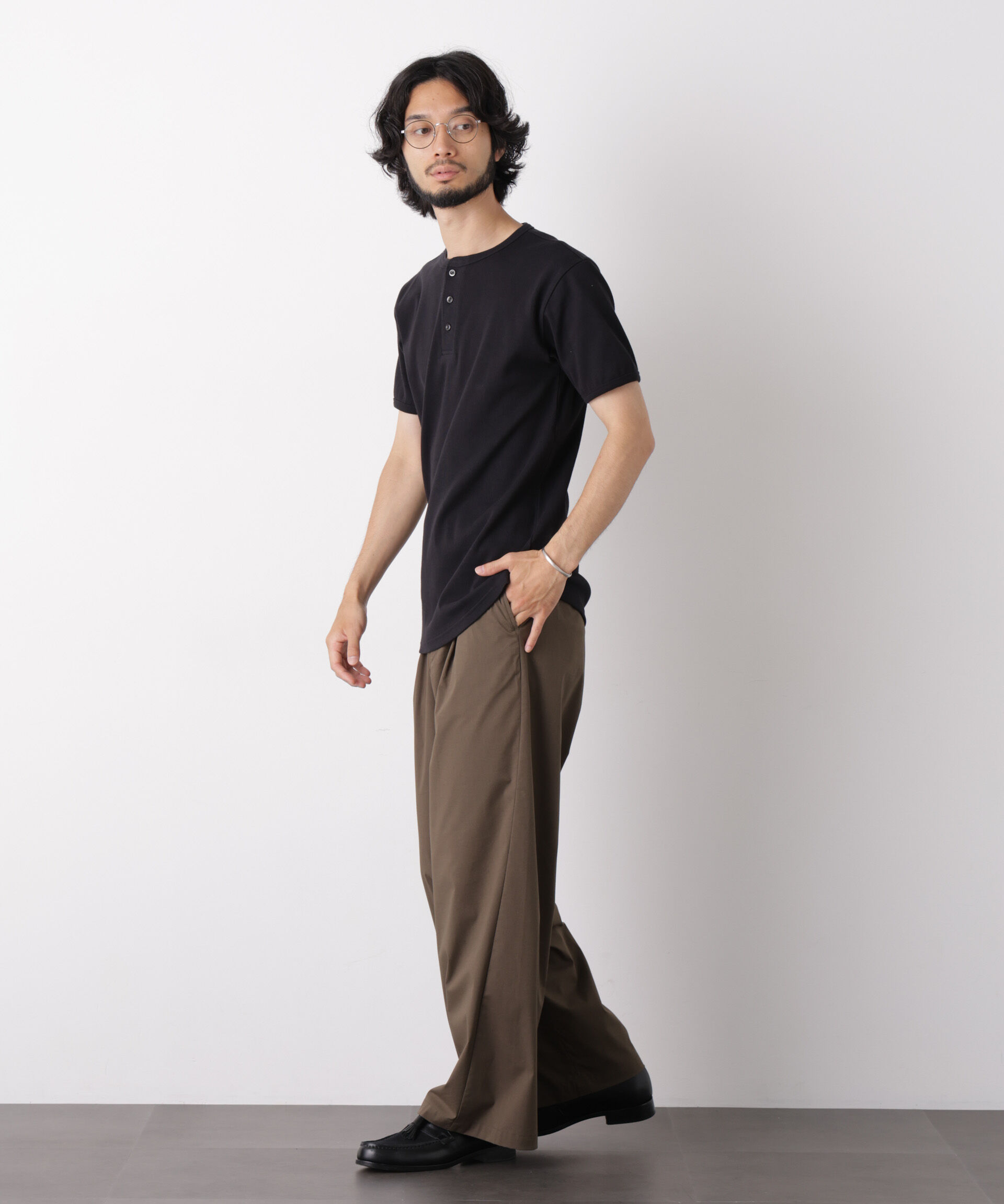 nano･universe「リブフライスヘンリーTシャツ 半袖」|Tシャツ・カットソー|