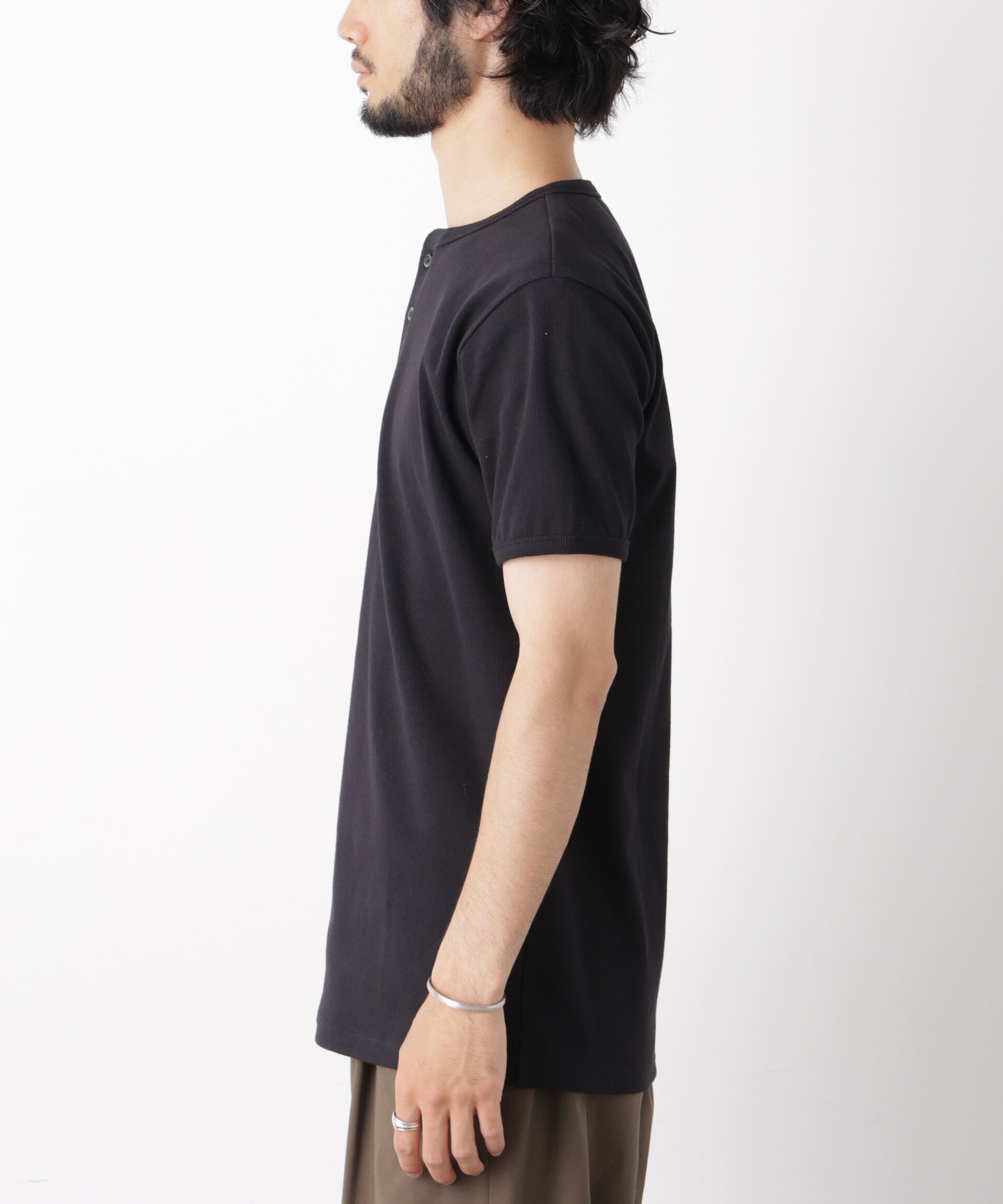 nano･universe「リブフライスヘンリーTシャツ 半袖」|Tシャツ・カットソー|