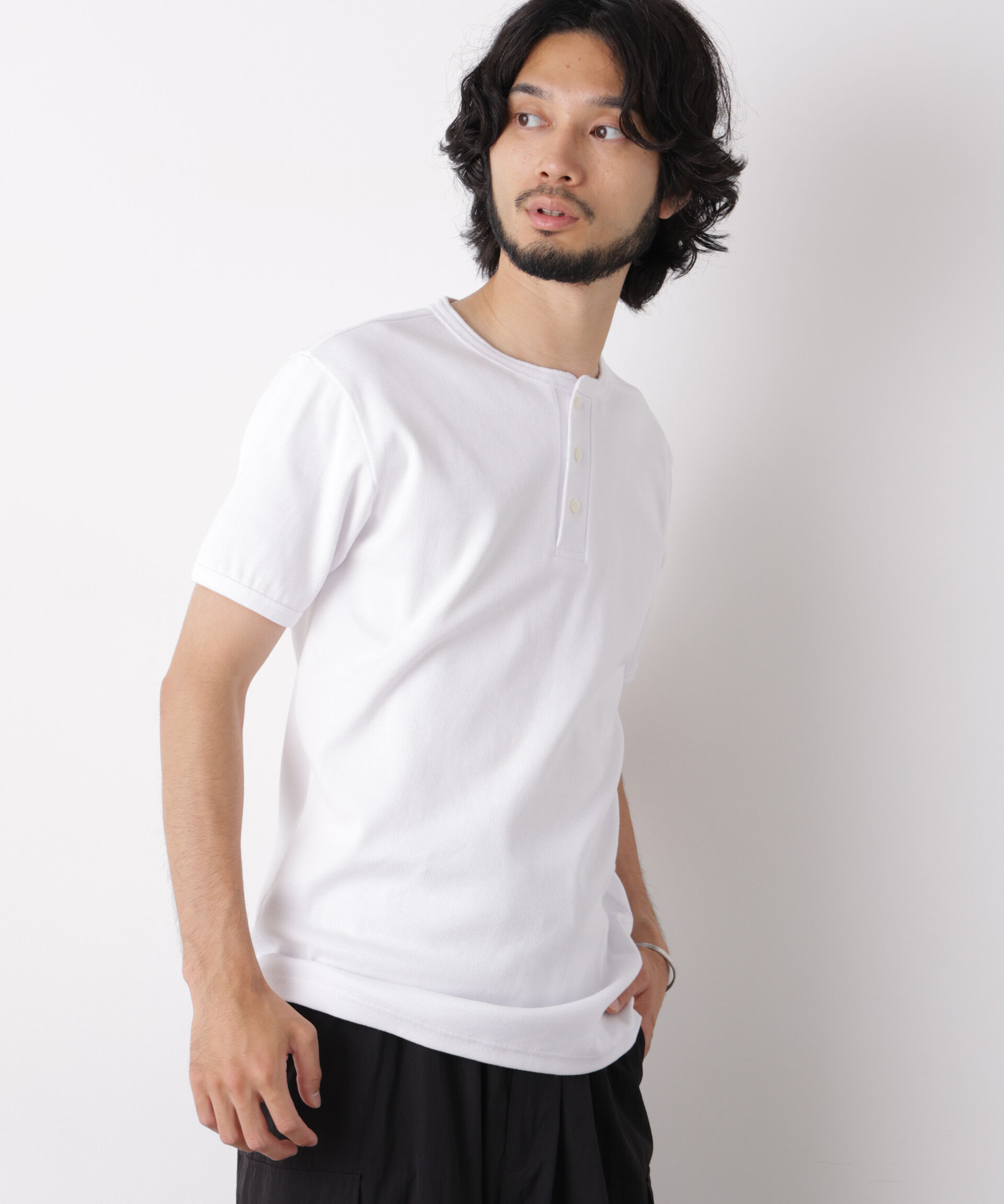 nano･universe「リブフライスヘンリーTシャツ 半袖」|Tシャツ・カットソー|