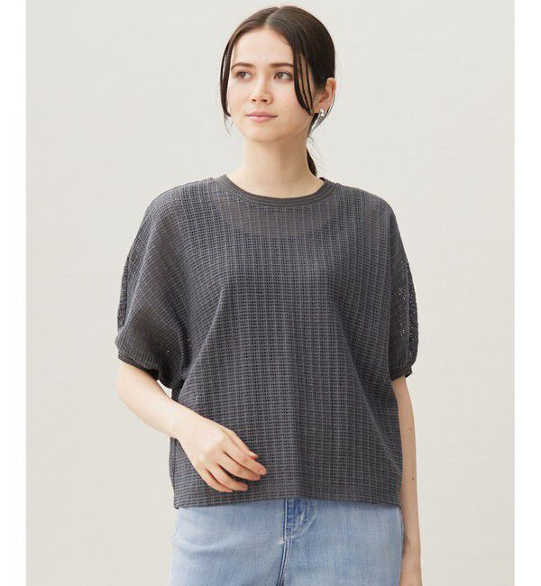 自由区「チェックジャカード カットソー」|Tシャツ・カットソー|チャコール