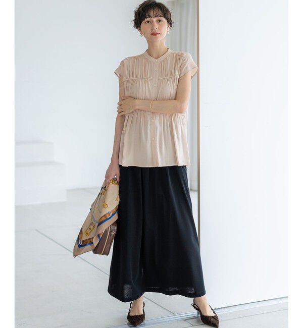 23区「【接触冷感/WEB&一部店舗限定】レーヨンスパローン ティアード ブラウス」|シャツ・ブラウス|