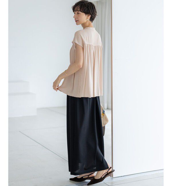 23区「【接触冷感/WEB&一部店舗限定】レーヨンスパローン ティアード ブラウス」|シャツ・ブラウス|