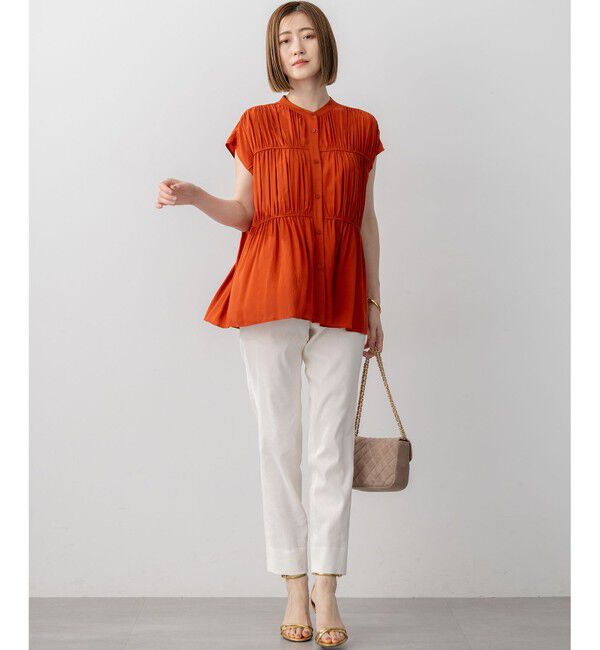 23区「【接触冷感/WEB&一部店舗限定】レーヨンスパローン ティアード ブラウス」|シャツ・ブラウス|