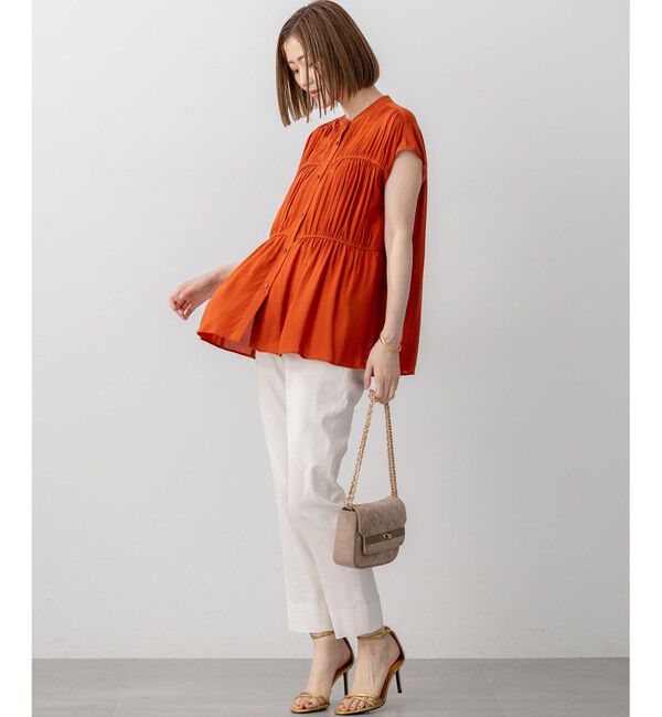 23区「【接触冷感/WEB&一部店舗限定】レーヨンスパローン ティアード ブラウス」|シャツ・ブラウス|