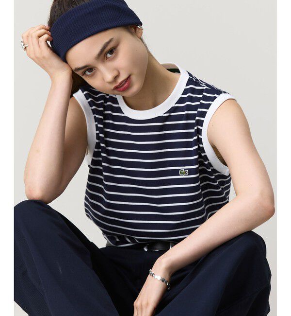 LACOSTE「ノースリーブボーダーTシャツ」|Tシャツ・カットソー|