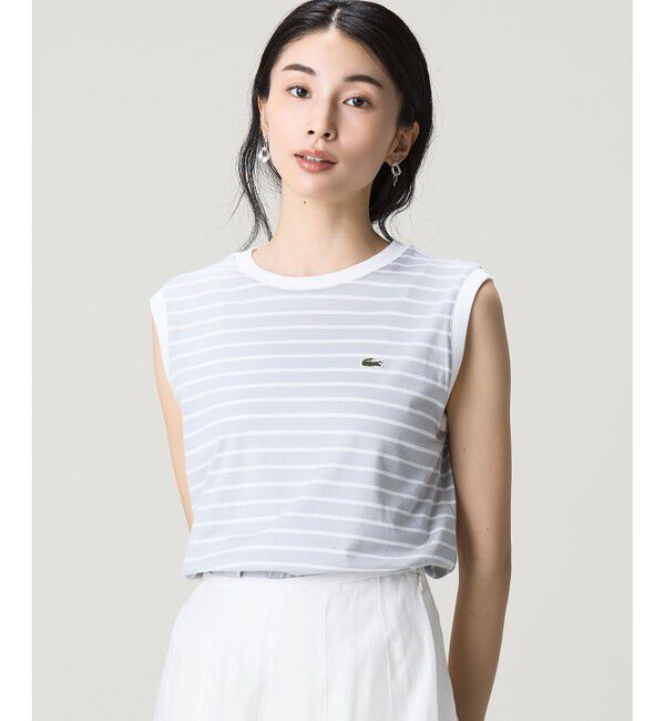 LACOSTE「ノースリーブボーダーTシャツ」|Tシャツ・カットソー|