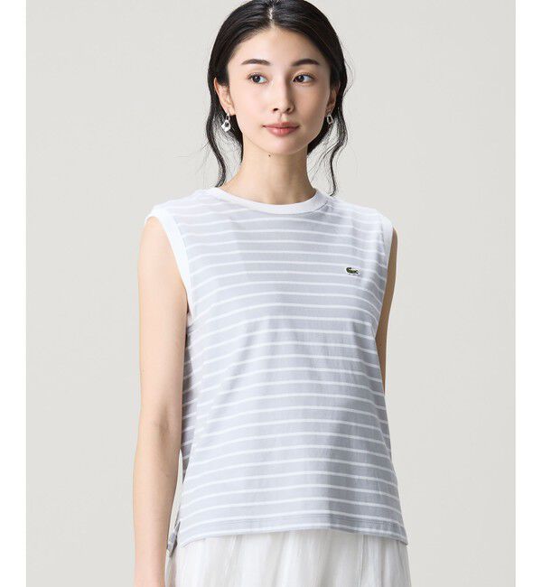 LACOSTE「ノースリーブボーダーTシャツ」|Tシャツ・カットソー|