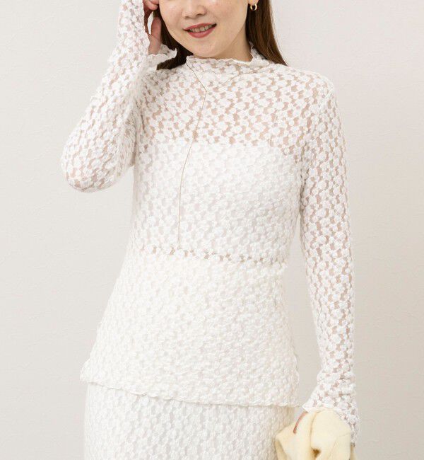 NOLLEY'S sophi「ウォッシャブル起毛ストレッチレースロンT」|Tシャツ・カットソー|